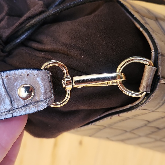 PRATESI Firenze Italian Leather Croco Bucket Bag - Picture 7 of 17